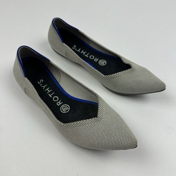 Rothy's The Point Knit Ballet Flats Recycled Materials 7 Pointed Toe Gray/Beige - Picture 5 of 11